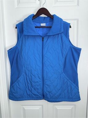 Columbia Blue Chevron Quilted Fleece lightweight Vest Women's Plus Size 2X⁠